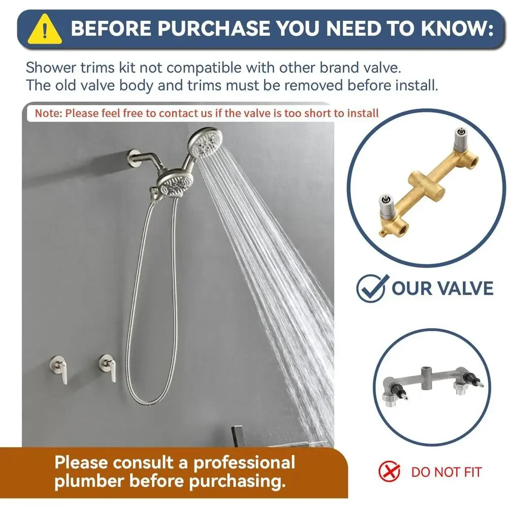 2 Handle Shower Faucet Shower System Complete 2 in 1 Shower Combo Set